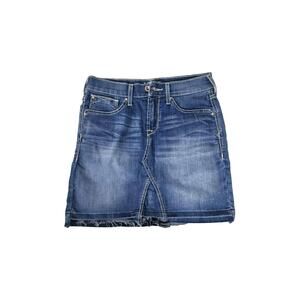 Ariat Ella Deconstructed Denim Mini Skirt Women's 28 Blue Medium Wash Raw-Hem